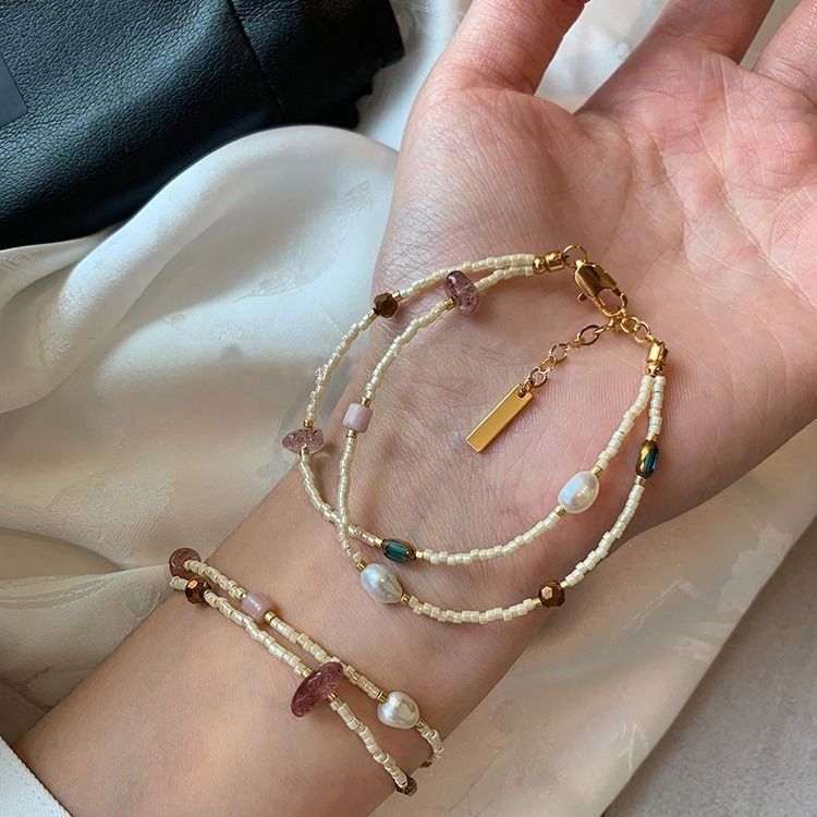 Длинные многоцветные бусы из камня и жемчуга CJG59565 Длинные многоцветные бусы из камня и жемчуга CJG59565