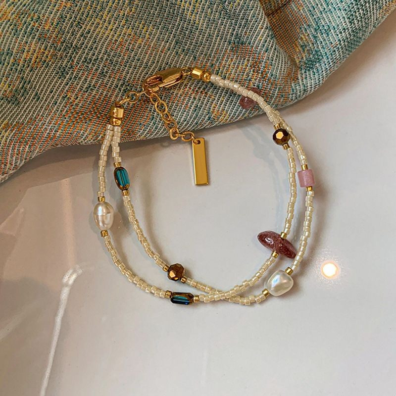 Длинные многоцветные бусы из камня и жемчуга CJG59565 Длинные многоцветные бусы из камня и жемчуга CJG59565