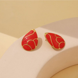 Розовые серьги с эмалевым элементом в виде капли из нержавеющей стали CJX71272 Розовые серьги с эмалевым элементом в виде капли из нержавеющей стали CJX71272