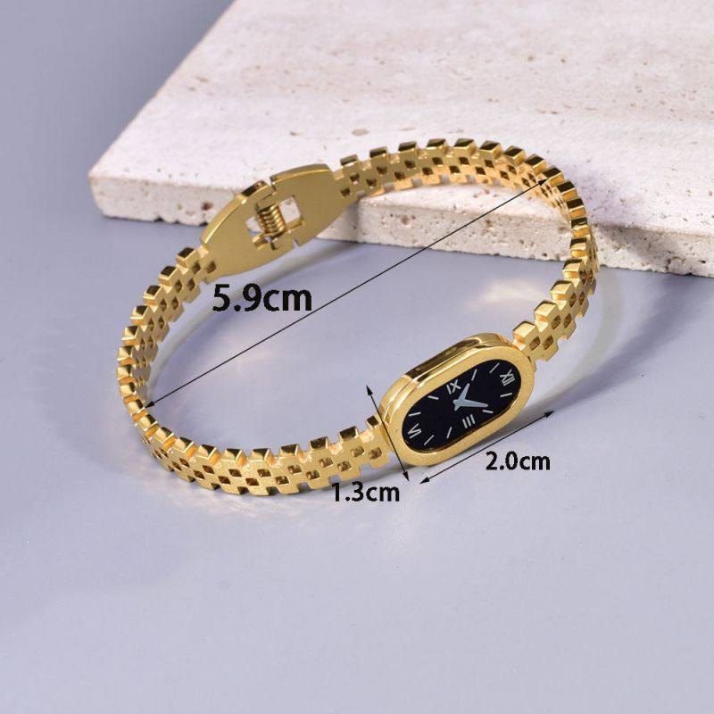 Браслет жесткий в стиле часового ремешка с циферблатом CJL14394