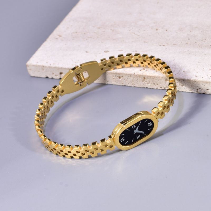 Браслет жесткий в стиле часового ремешка с циферблатом CJL14394