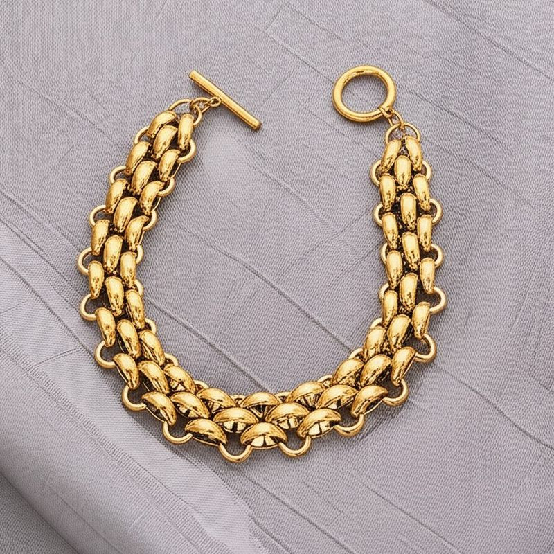 Браслет массивного плетения с оригинальным замком тогл J11108CJJ