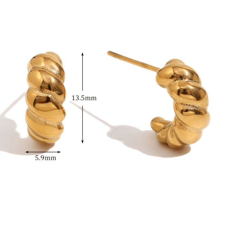 Серьги-полукольца фактурные «косичка» CJL35023