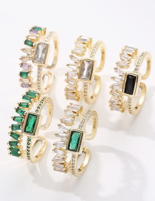 Двойное разомкнутое кольцо с прямоугольными камнями U82131