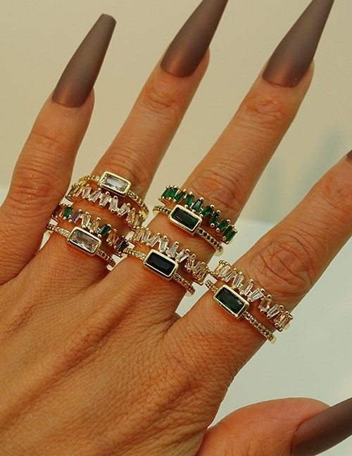 Двойное разомкнутое кольцо с прямоугольными камнями U82131