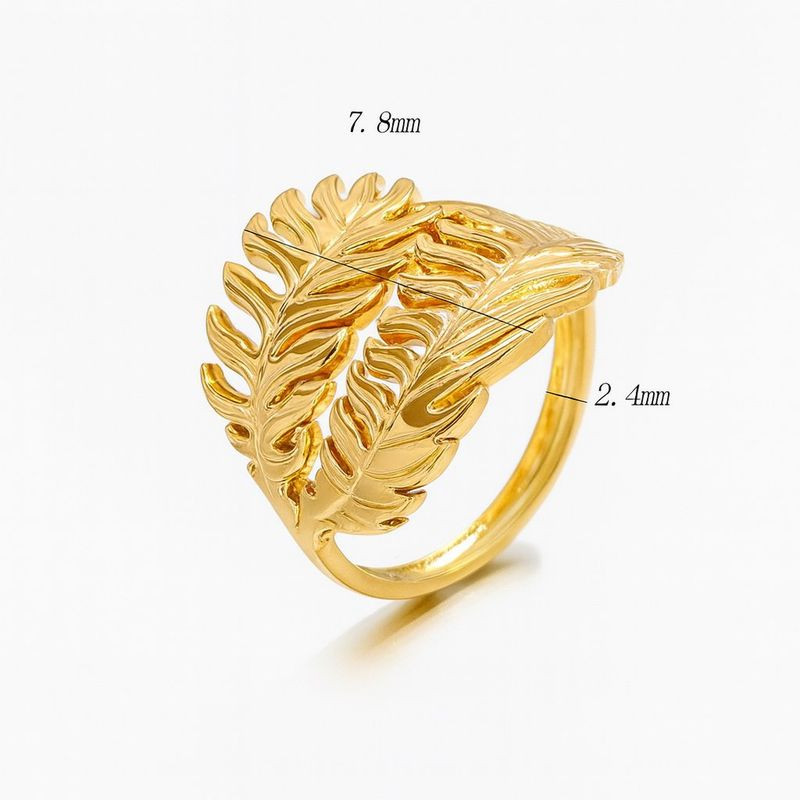 Массивное золотистое кольцо в форме переплетенных листьев 1J12371CJJ