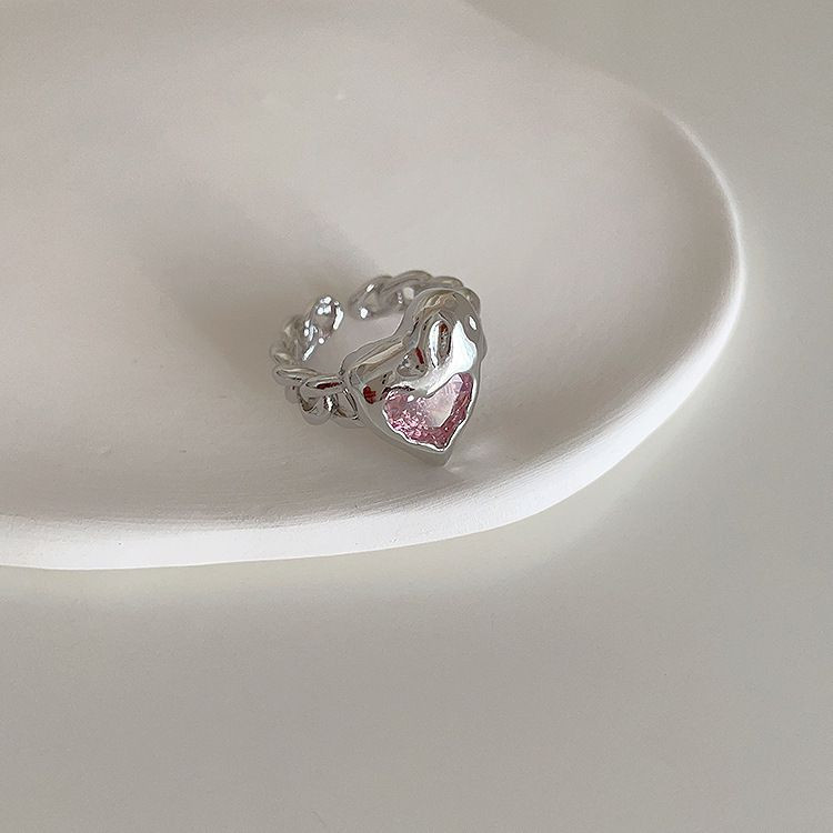 Кольцо открытое медь с напылением платины сердце 1J11920CJJ