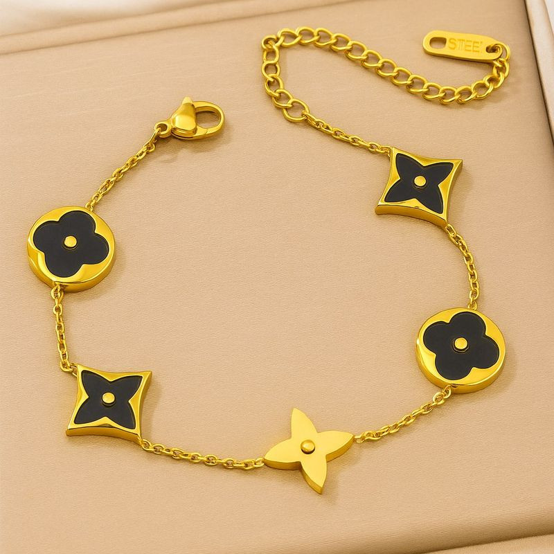 Браслет с подвесками четырехлистниками и темной эмалью 1J12158CJJ