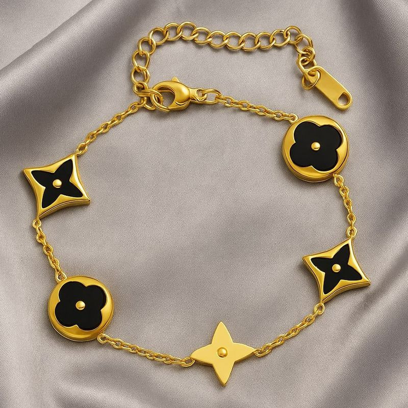 Браслет с подвесками четырехлистниками и темной эмалью 1J12158CJJ