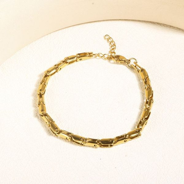 Браслет стальной из цилиндрических звеньев с фактурной поверхностью CJL48972