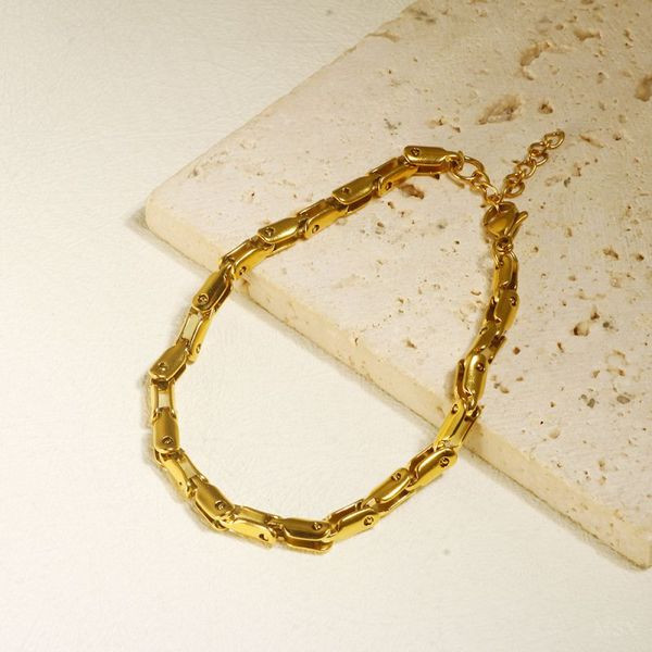 Браслет стальной из цилиндрических звеньев с фактурной поверхностью CJL48972