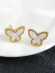 Серьги-гвоздики стальные с напылением золотом бабочки J10150CJJ Серьги-гвоздики стальные с напылением золотом бабочки J10150CJJ
