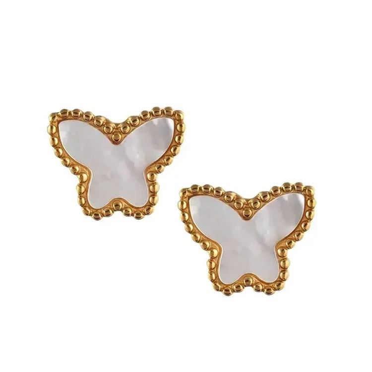 Серьги-гвоздики стальные с напылением золотом бабочки J10150CJJ Серьги-гвоздики стальные с напылением золотом бабочки J10150CJJ