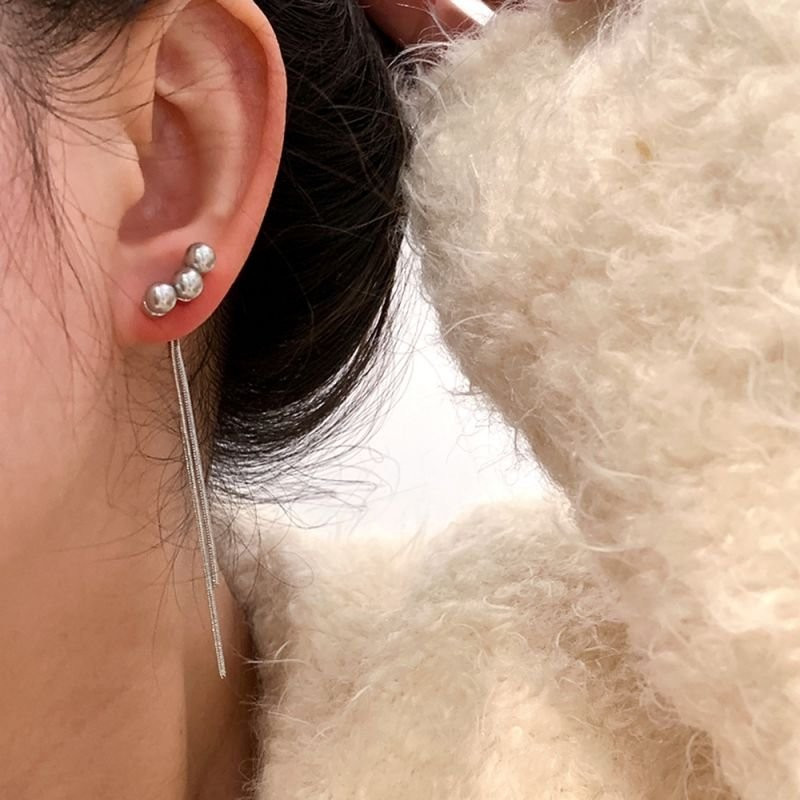 Серьги-гвоздики Тройные бусины CJC66259 Серьги-гвоздики Тройные бусины CJC66259