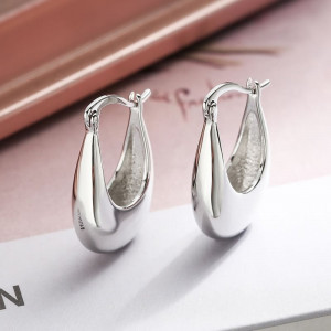 Объемные серьги-кольца «Капли» серебро M94691