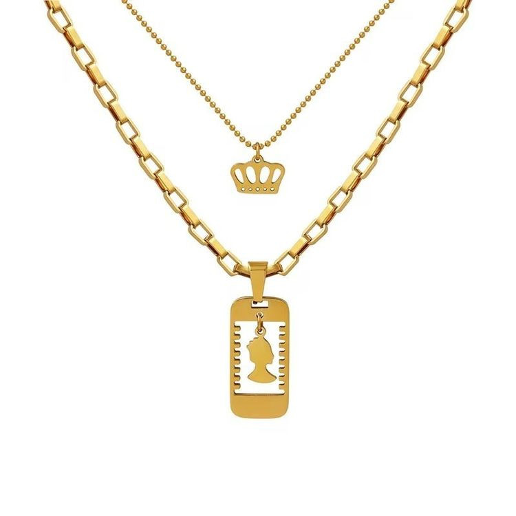 Многослойное колье с подвеской в виде замка и логотипа J10554CJJ Многослойное колье с подвеской в виде замка и логотипа J10554CJJ