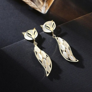 Длинные серьги Лисицы с эмалью и серебряным гвоздиком 1J10433CJJ