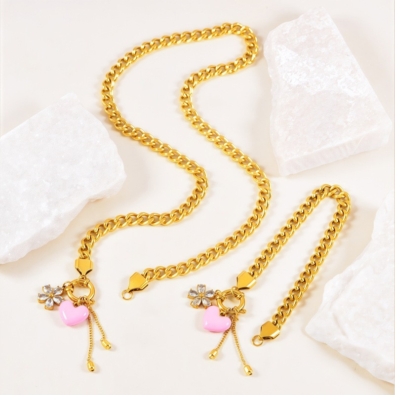 Цепочка с крупными звеньями и подвеской в форме сердца CJR89535 Цепочка с крупными звеньями и подвеской в форме сердца CJR89535