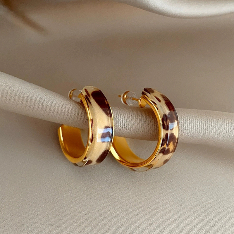 Серьги-конго с леопардовым принтом CJR83216 Серьги-конго с леопардовым принтом CJR83216