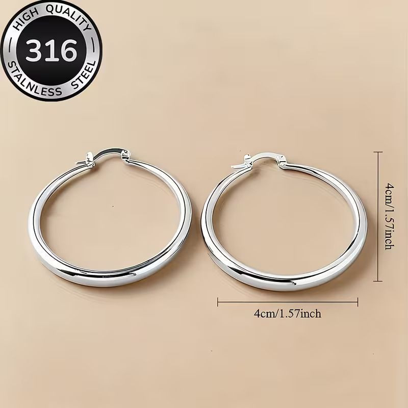 Золотые серьги-обручи из стали CJZ47781