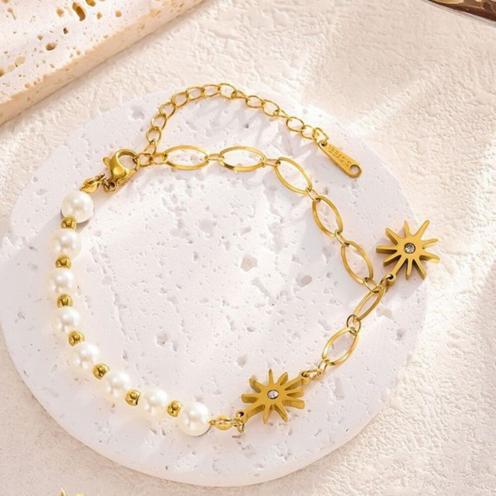 Браслет комбинированный с жемчугом и солнцем CJH37282
