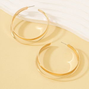 Тонкие двойные серьги-конго большого диаметра N70322