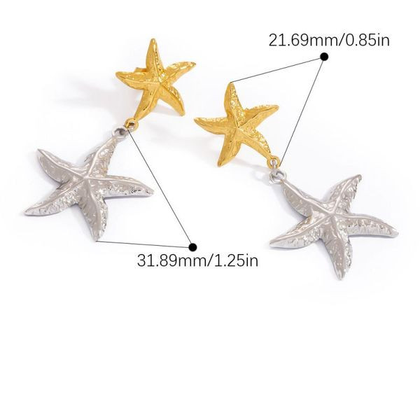 Серьги Висячие Морские звезды двухцветные CJL45269