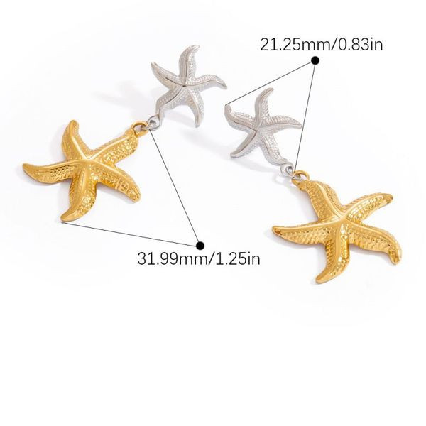 Серьги Висячие Морские звезды двухцветные CJL45269