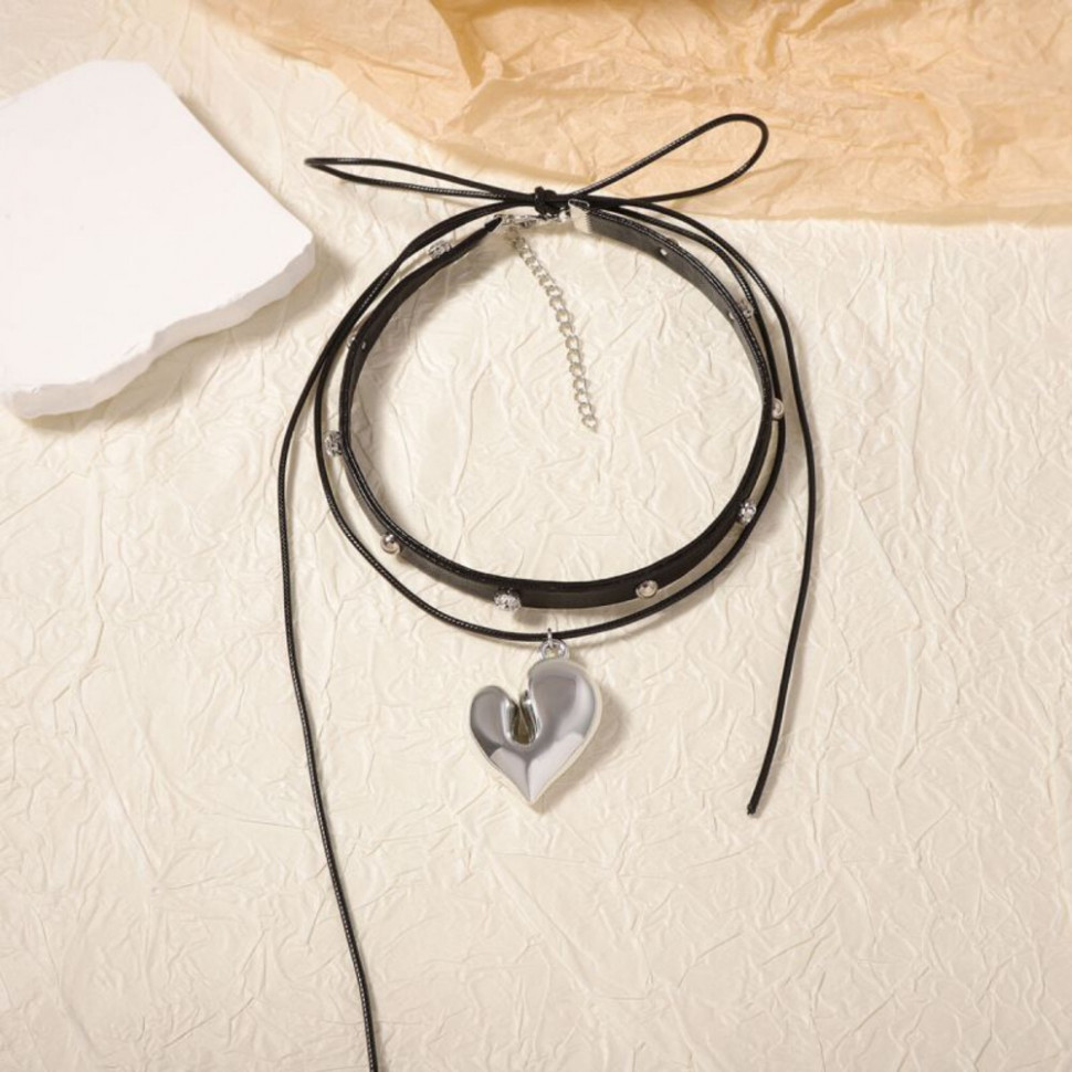 Многослойный лариат с объемной подвеской в форме сердца CJJ20429