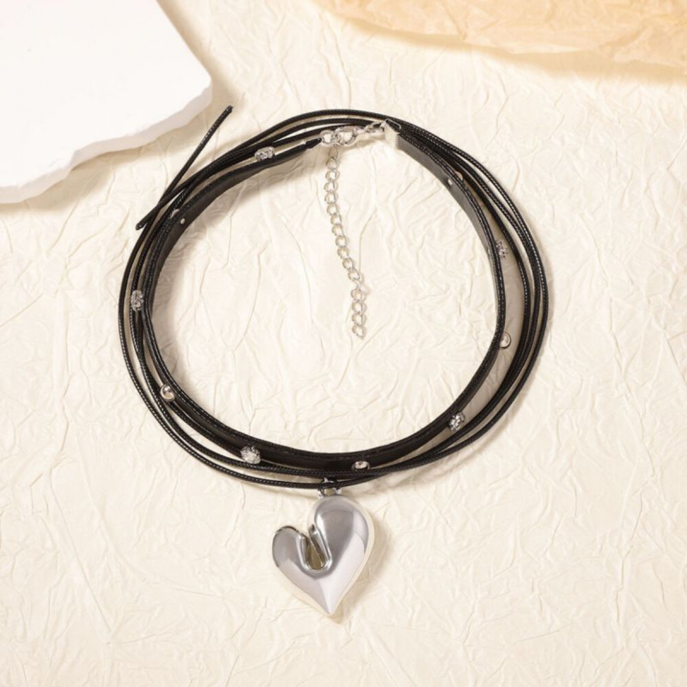 Многослойный лариат с объемной подвеской в форме сердца CJJ20429