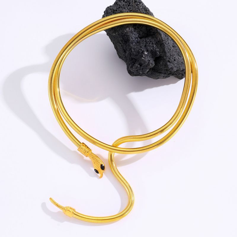 Браслет жесткий спиралевидный в виде змеи CJL92421