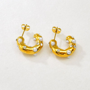 Серьги-кольца с инкрустацией жемчугом CJR56274 Серьги-кольца с инкрустацией жемчугом CJR56274