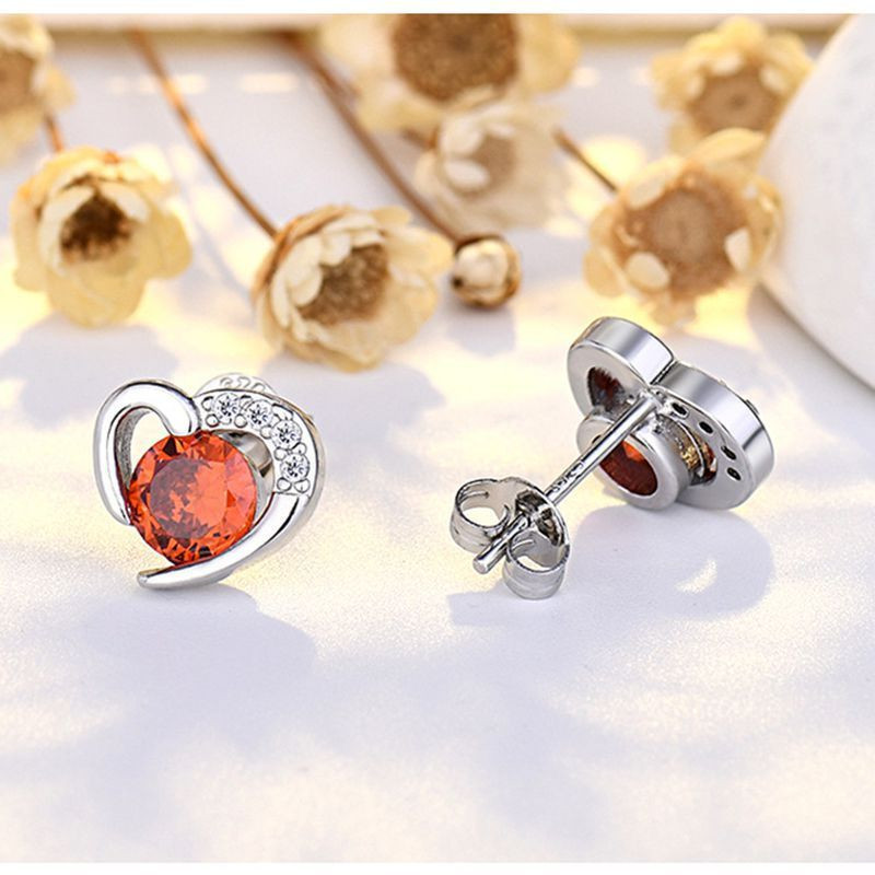 Серебристые серьги со звездой и сердцем из бриллиантов CJX85498