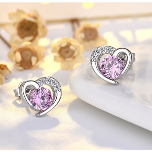 Серебристые серьги со звездой и сердцем из фианитов CJX85498