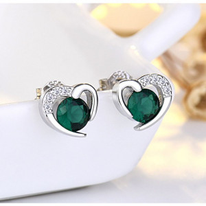 Серебристые серьги со звездой и сердцем из фианитов CJX85498