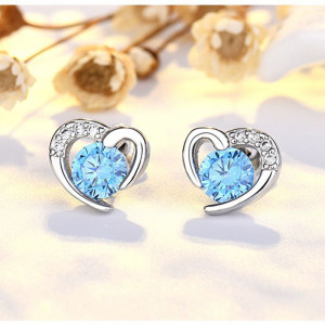 Серебристые серьги со звездой и сердцем из фианитов CJX85498