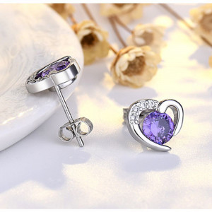 Серебристые серьги со звездой и сердцем из фианитов CJX85498