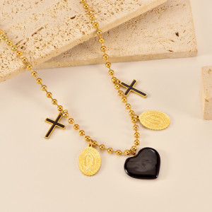 Цепочка с подвесками в форме крестов и монет в готическом стиле CJR89549