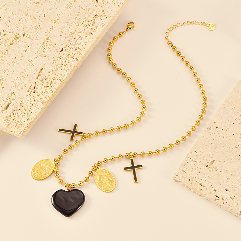 Цепочка с подвесками в форме крестов и монет в готическом стиле CJR89549