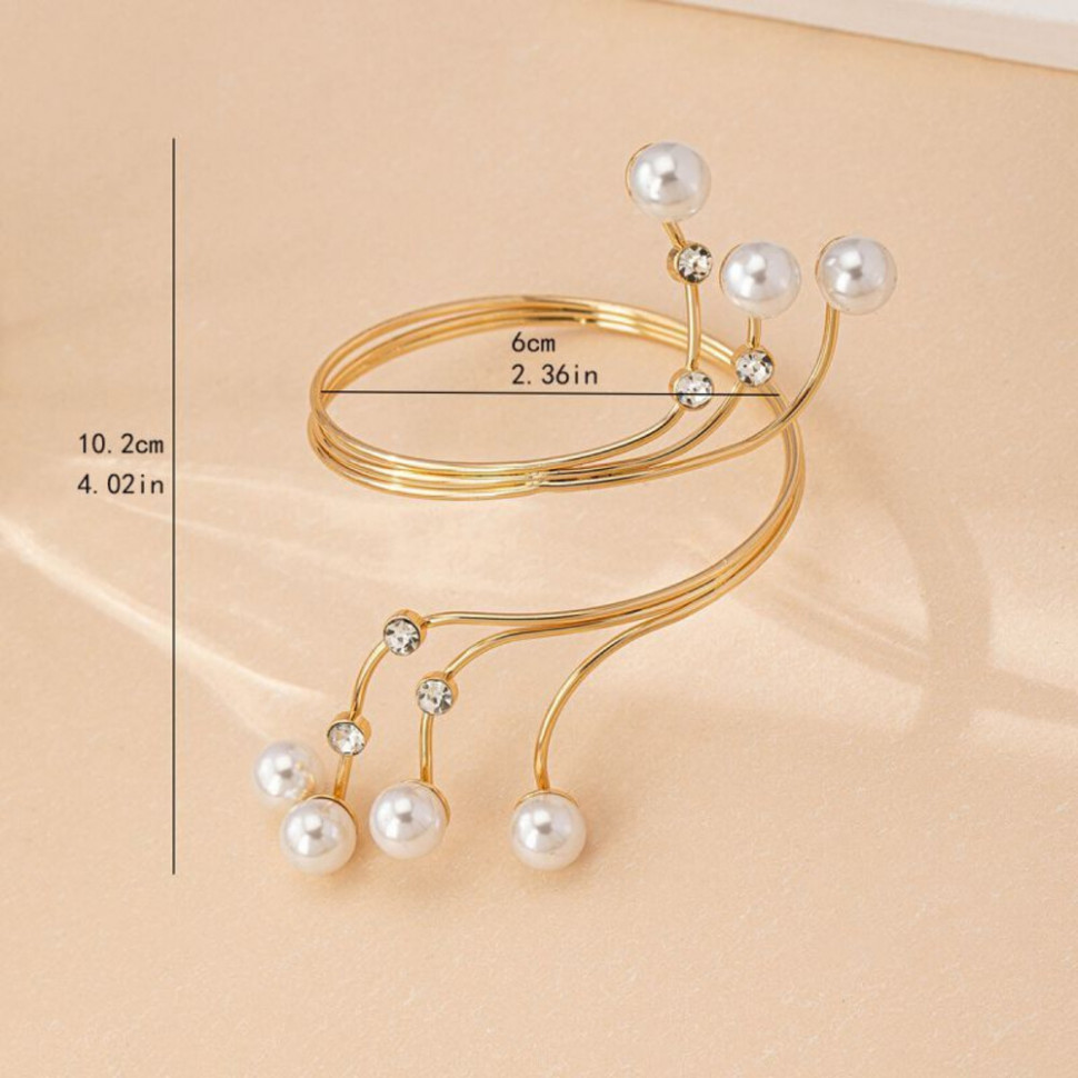 Браслет жесткий спиралевидный с жемчужными наконечниками CJH99052