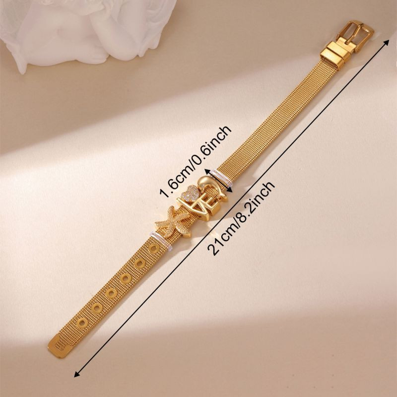 Браслет жесткий с фигурными звездами и сердцами CJP62216