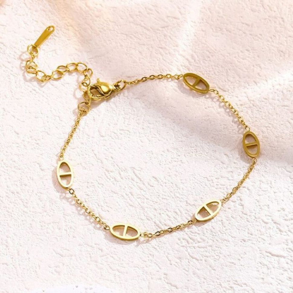 Браслет-нить с овальными элементами золотистый CJH37290