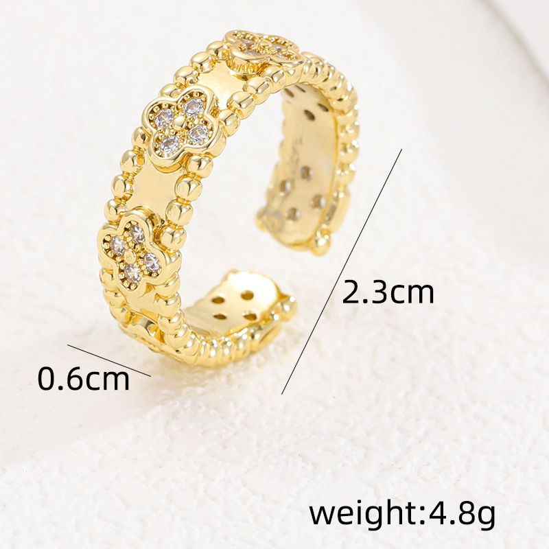 Кольцо медь напыление золотом клевер 1J12070CJJ