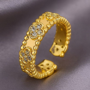 Кольцо с повторяющимся мотивом четырехлистного клевера 1J12070CJJ Кольцо с повторяющимся мотивом четырехлистного клевера 1J12070CJJ