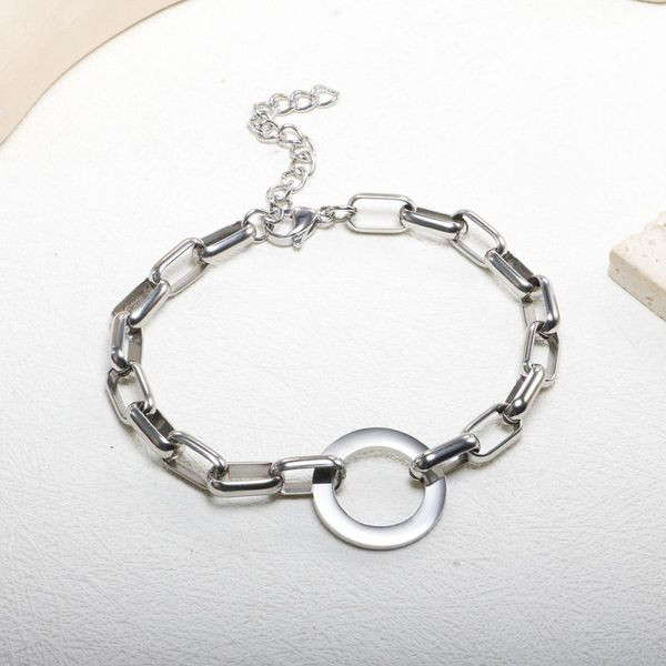 Браслет цепочка с акцентным кольцом и плетением ролло CJL49003