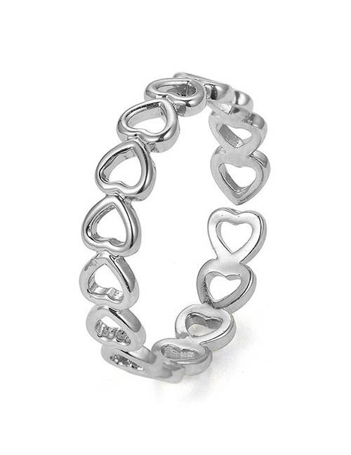 Разомкнутое кольцо из ажурных сердец R58013