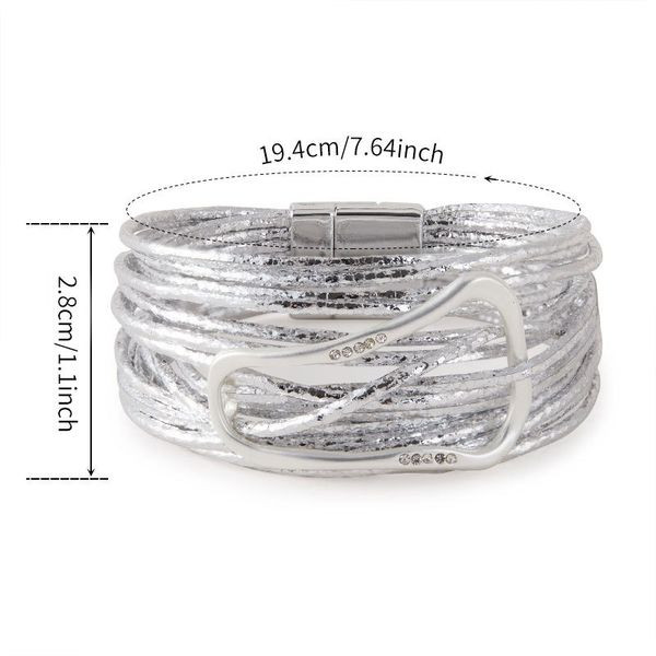 Браслет жесткий многослойный с кожаными вставками CJK14037