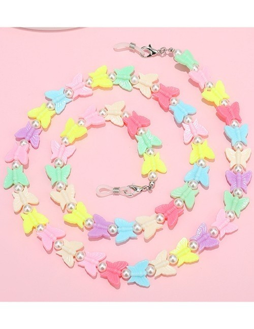 Цепочка для очков из разноцветных акриловых бабочек S06485 Цепочка для очков из разноцветных акриловых бабочек S06485