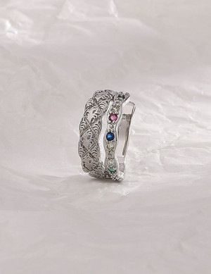 Ажурная серьга-кафф с разноцветными камнями Z40291 Ажурная серьга-кафф с разноцветными камнями Z40291