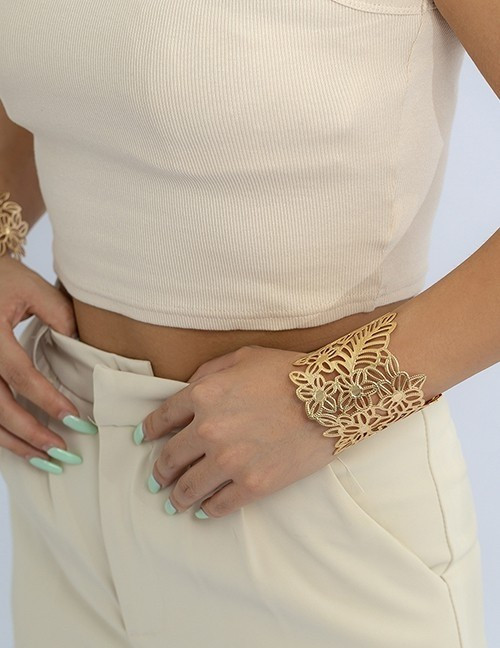 Браслет жесткий широкий сетчатый с филигранью R91965